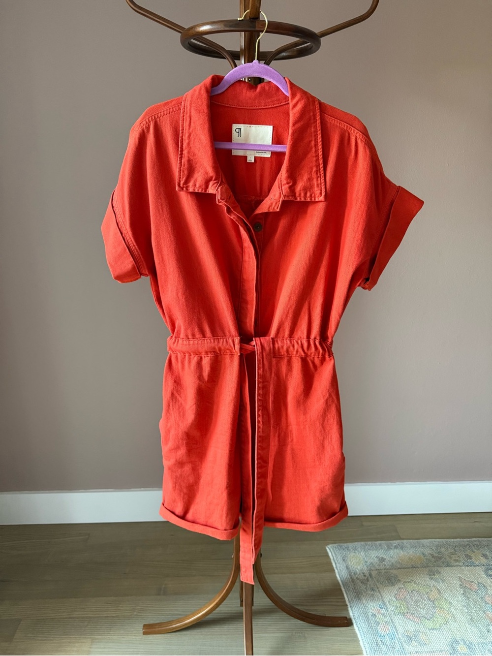 Anthropologie Pilcro Women’s Red/Orange One-Piece Romper - Short Sleeve